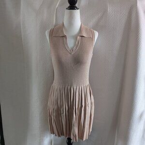 36 Point 5 Pleated Knit Mini Dress Collared Size Large Tennis Preppy Sporty